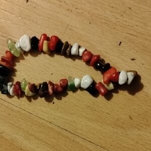 Rustic Red and Green Stone Bracelet with Earthy Elegance